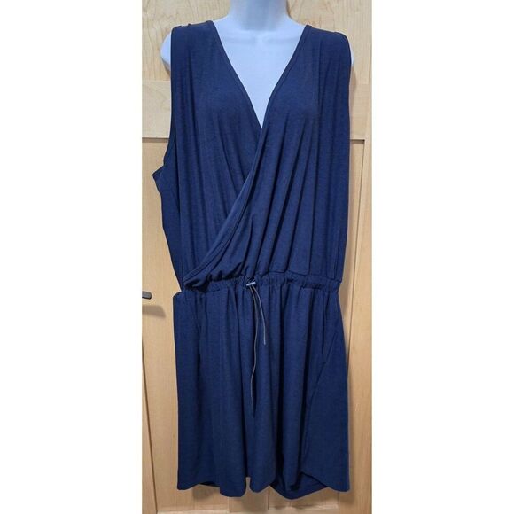 Old Navy Blue Sleeveless Womens Romper With Drawstring Waist & V-Neck - Picture 1 of 7